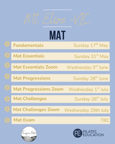 Mt Eliza VIC Mat Pilates 2026 schedule